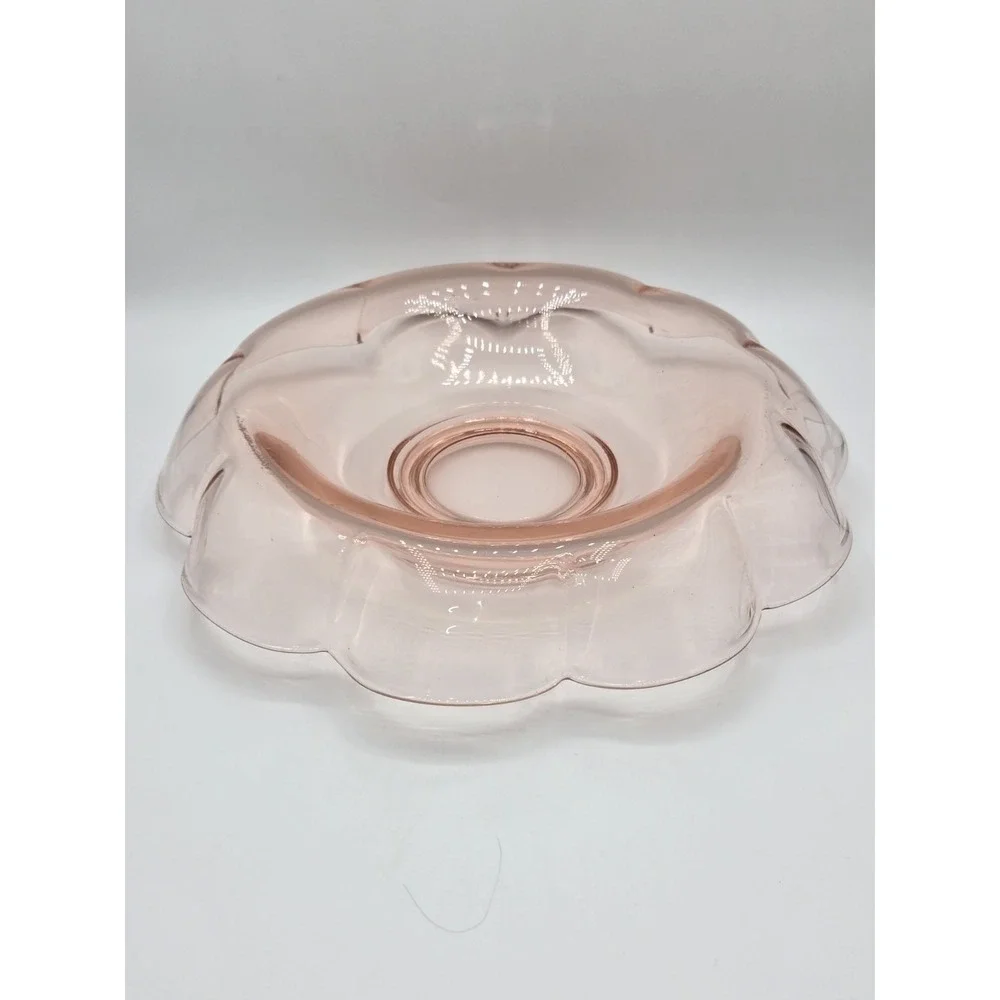Vintage Pink Depression Glass Scalloped‎ Serving Bowl 12